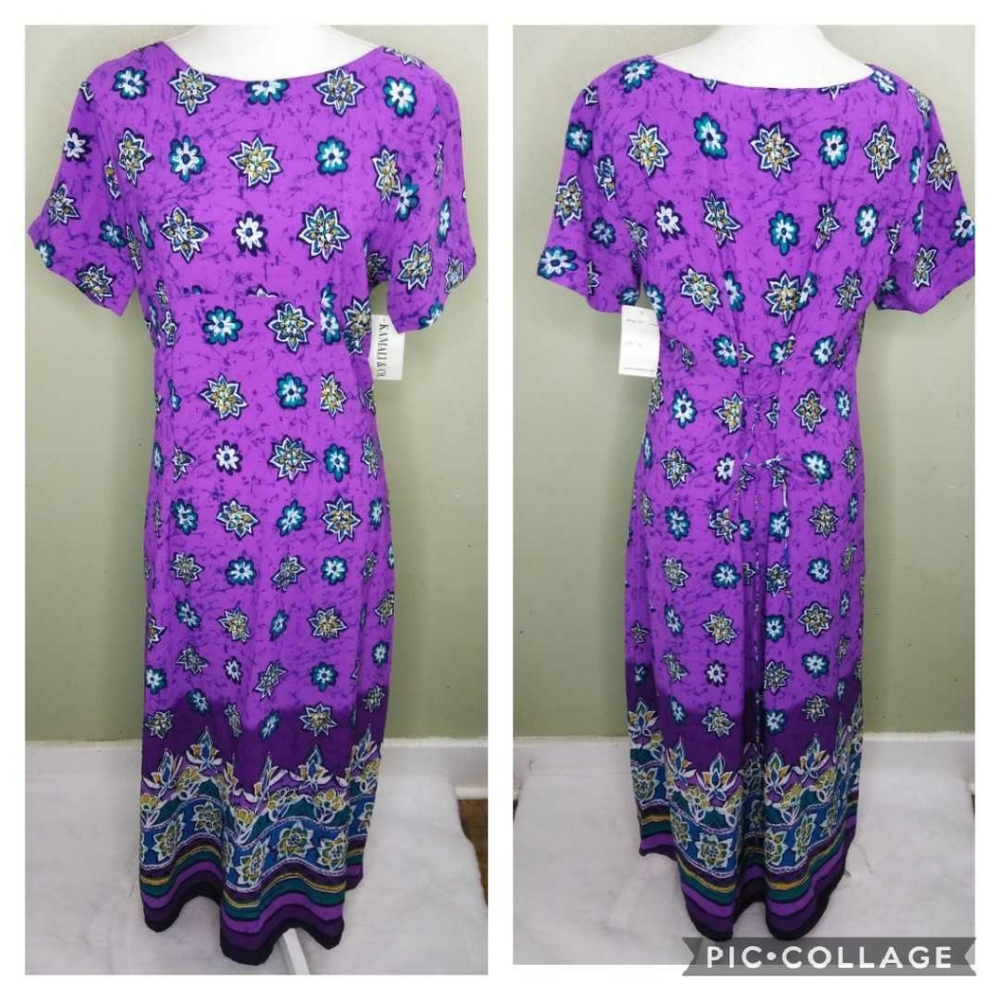 Kamali & Co. Purple Print Maxi Dress M NWT